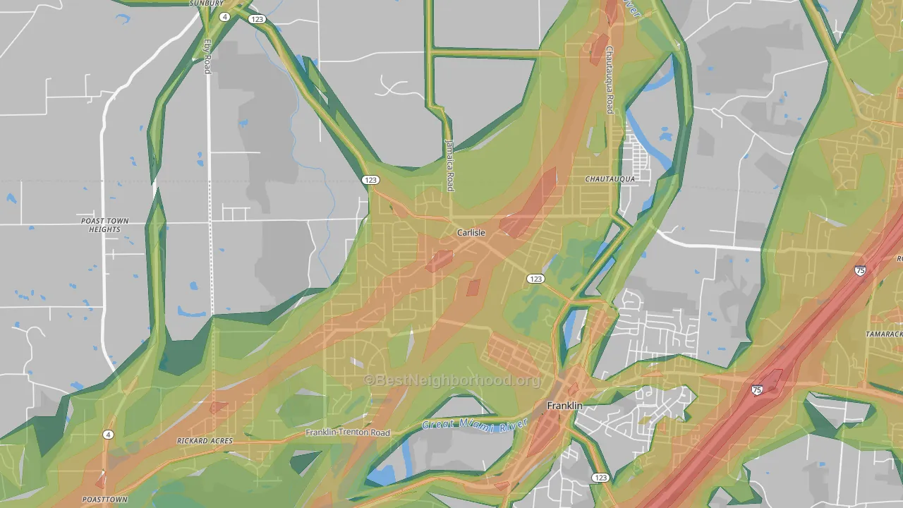 Carlisle, OH Map of Noise Levels in Carlisle