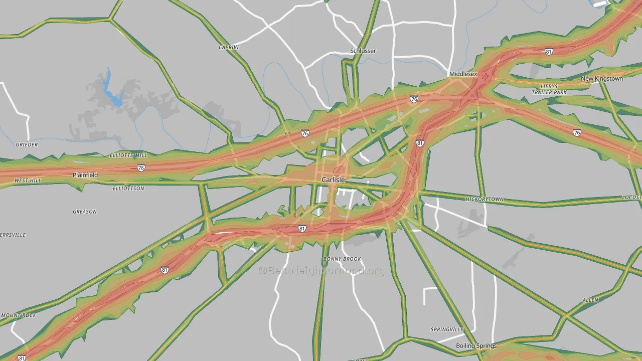 Carlisle, PA Map of Noise Levels in Carlisle