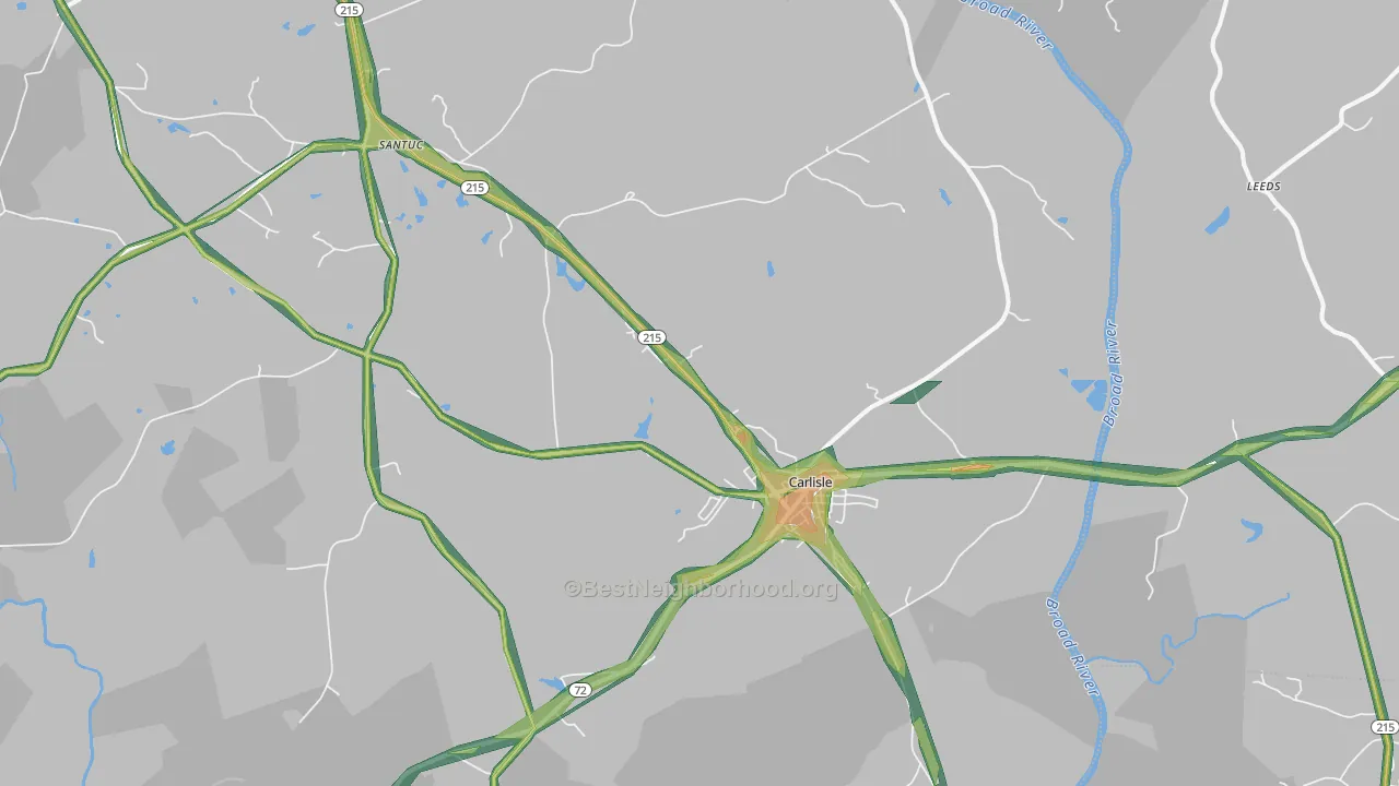Carlisle, SC Map of Noise Levels in Carlisle