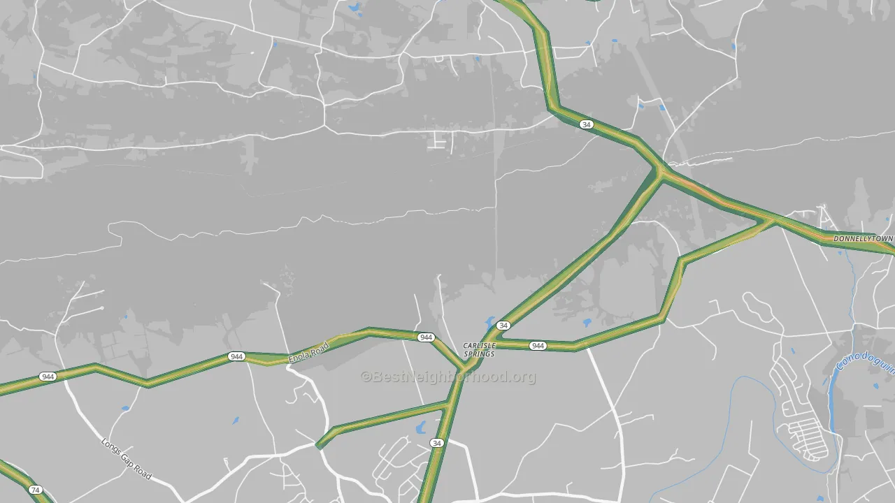 Carlisle Springs, PA Map of Noise Levels in Carlisle Springs