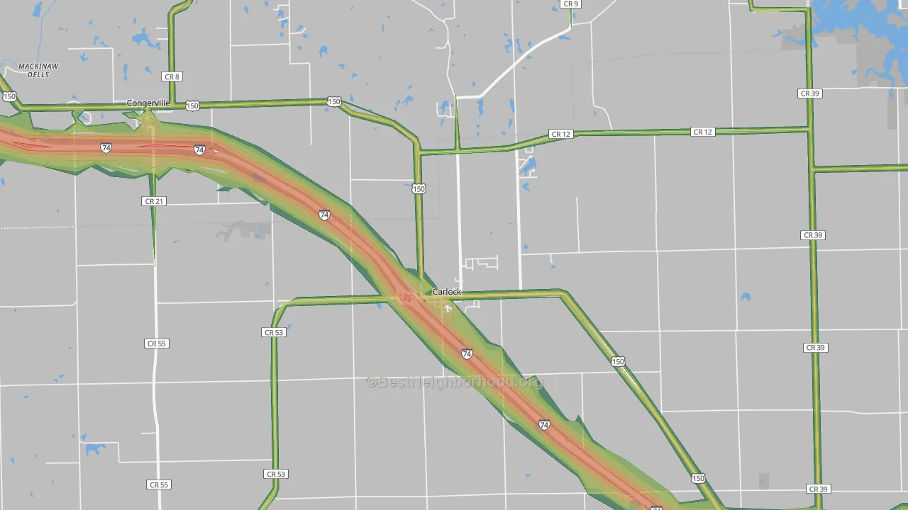 Carlock, IL Map of Noise Levels in Carlock