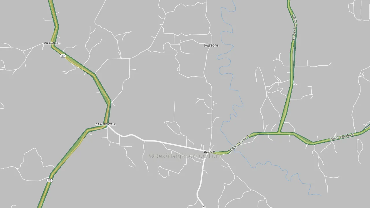 Carlowville, AL Map of Noise Levels in Carlowville