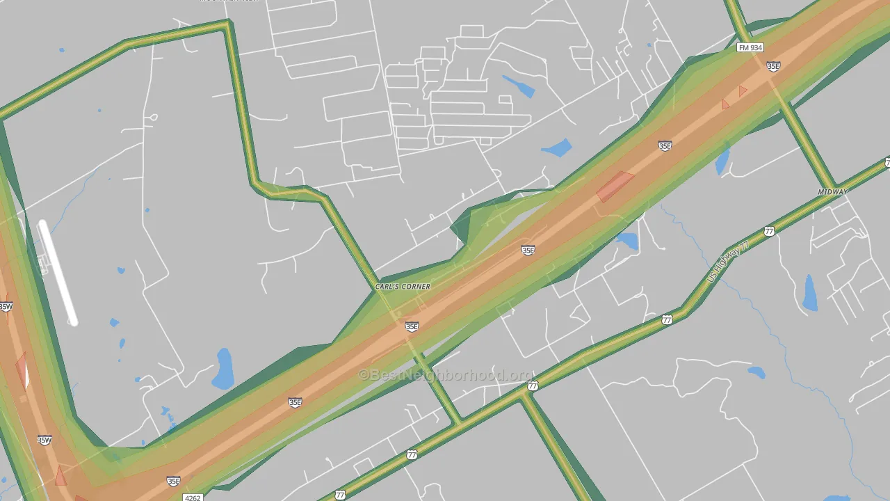 Carls Corner, TX Map of Noise Levels in Carls Corner