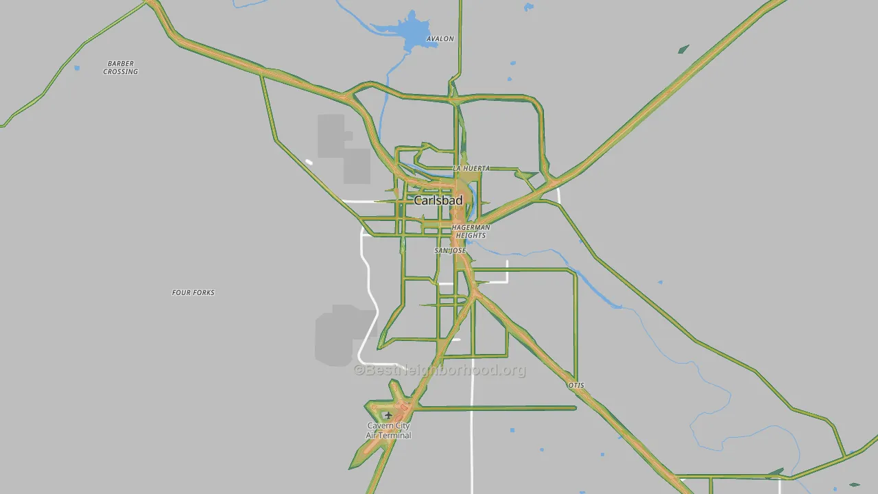 Carlsbad, NM Map of Noise Levels in Carlsbad