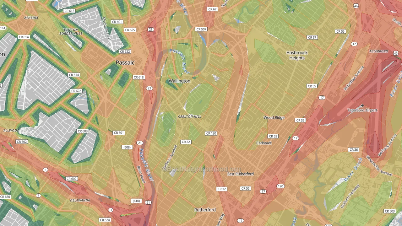 Carlton Hill, Wallington, NJ Map of Noise Levels in Carlton Hill