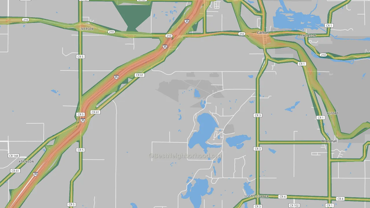 Carlton, MN Map of Noise Levels in Carlton