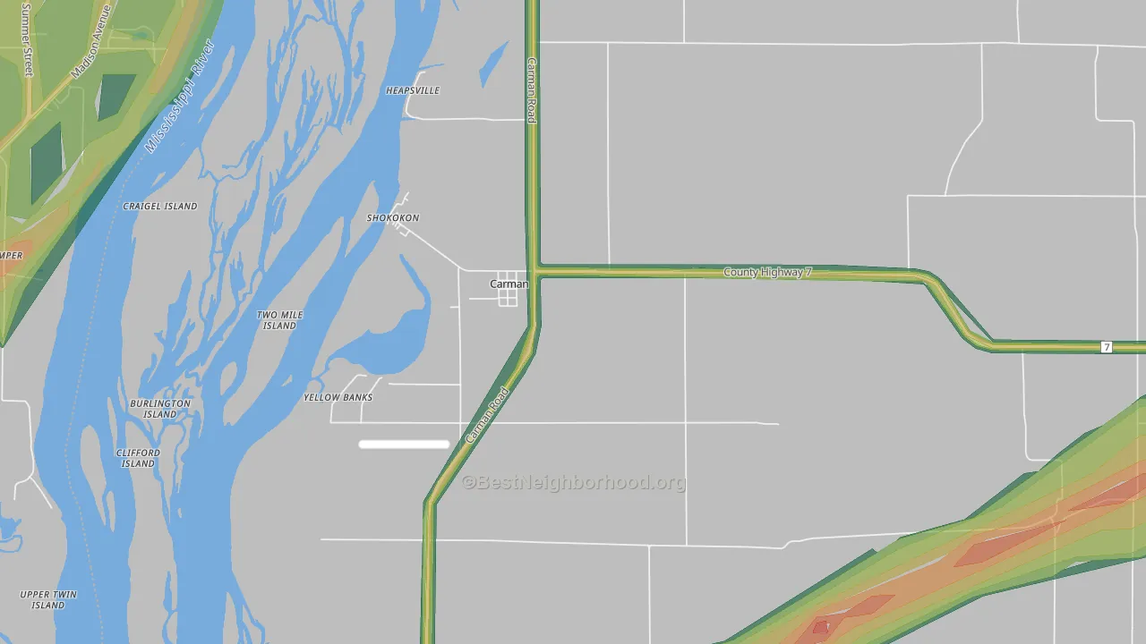 Carman, IL Map of Noise Levels in Carman