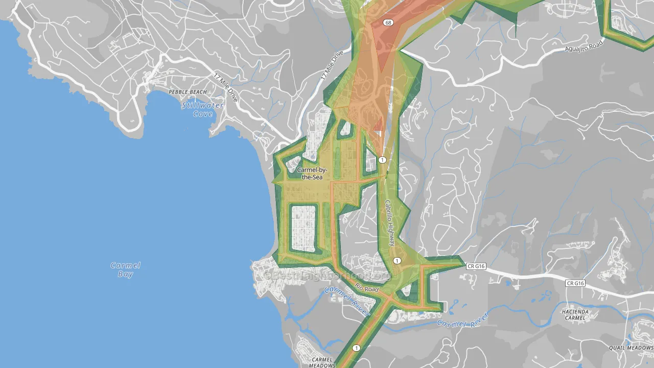 Carmel-By-The-Sea, CA Map of Noise Levels in Carmel-By-The-Sea