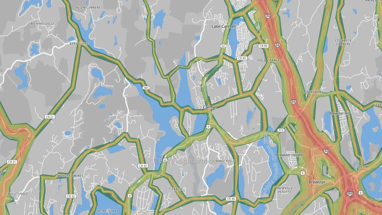 Carmel, NY Map of Noise Levels in Carmel