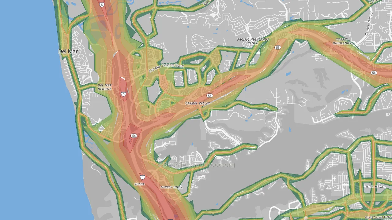 Carmel Valley, San Diego, CA Map of Noise Levels in Carmel Valley