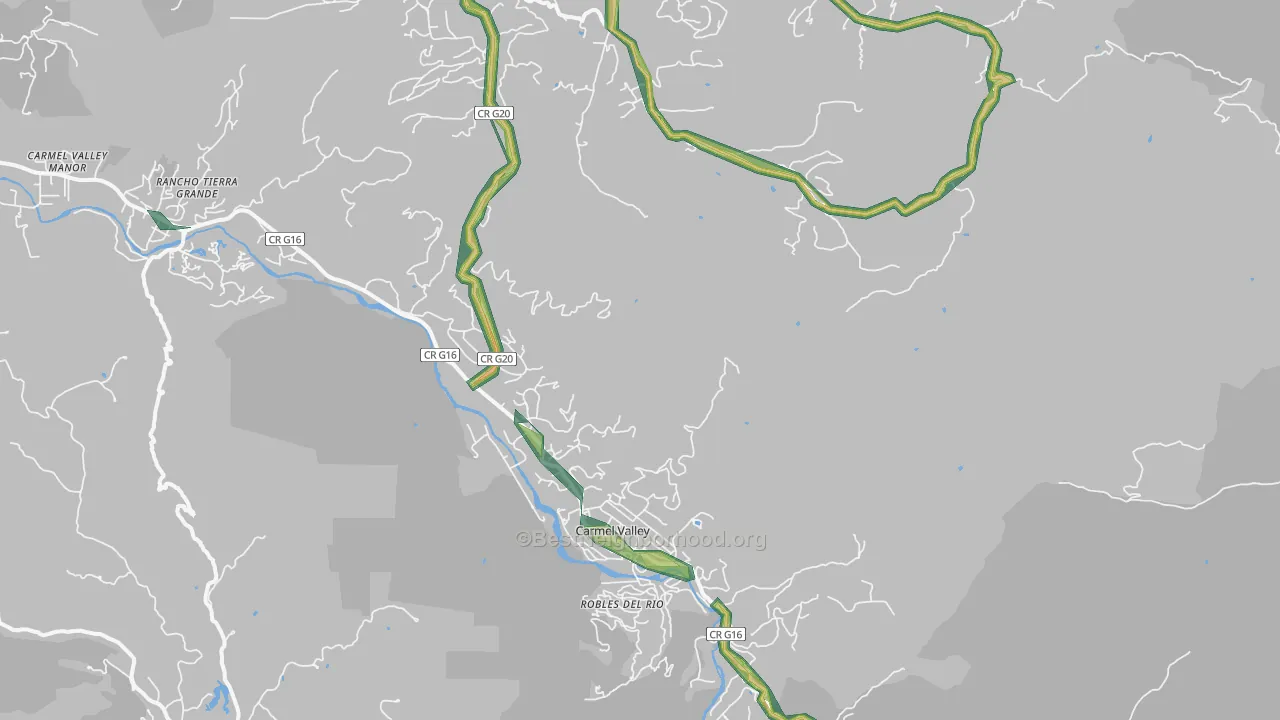 Carmel Valley Village, CA Map of Noise Levels in Carmel Valley Village