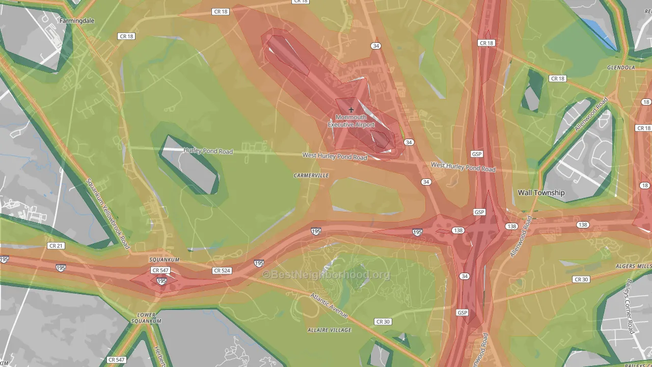 Carmerville, NJ Map of Noise Levels in Carmerville