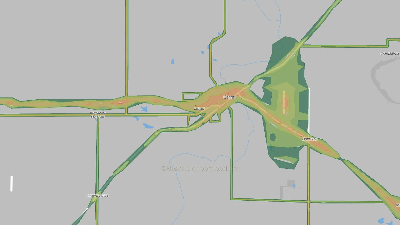 Carmi, IL Map of Noise Levels in Carmi