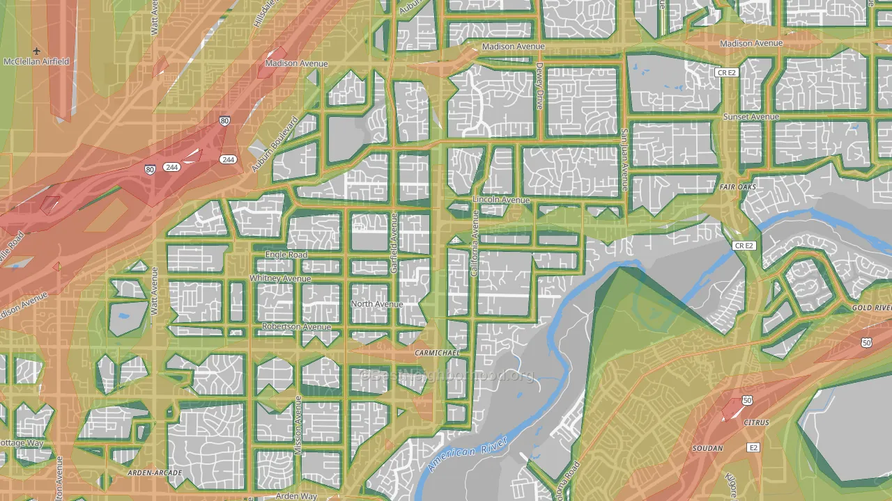 Carmichael, CA Map of Noise Levels in Carmichael