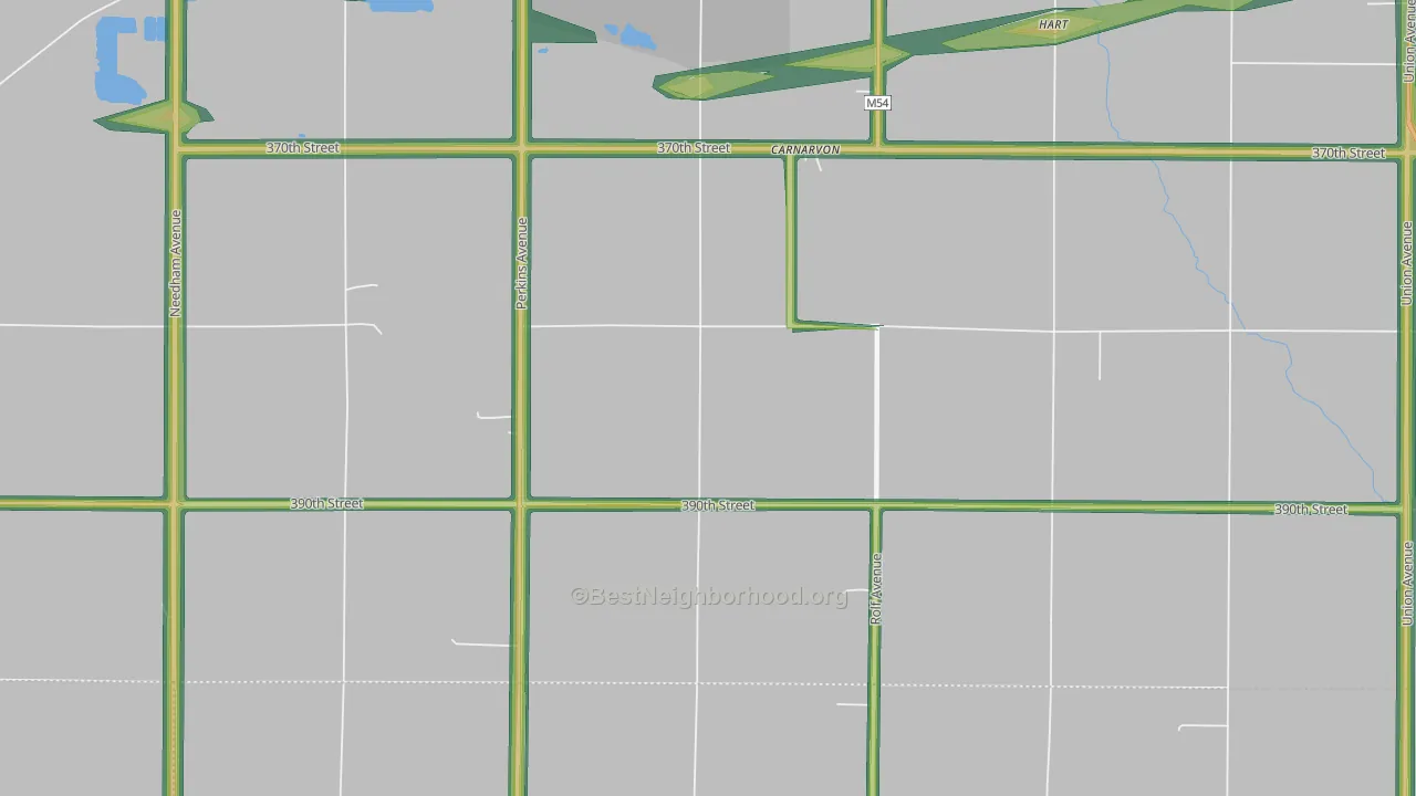 Carnarvon, IA Map of Noise Levels in Carnarvon