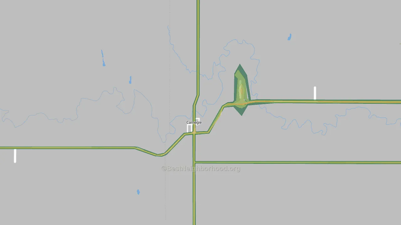 Carnegie, OK Map of Noise Levels in Carnegie