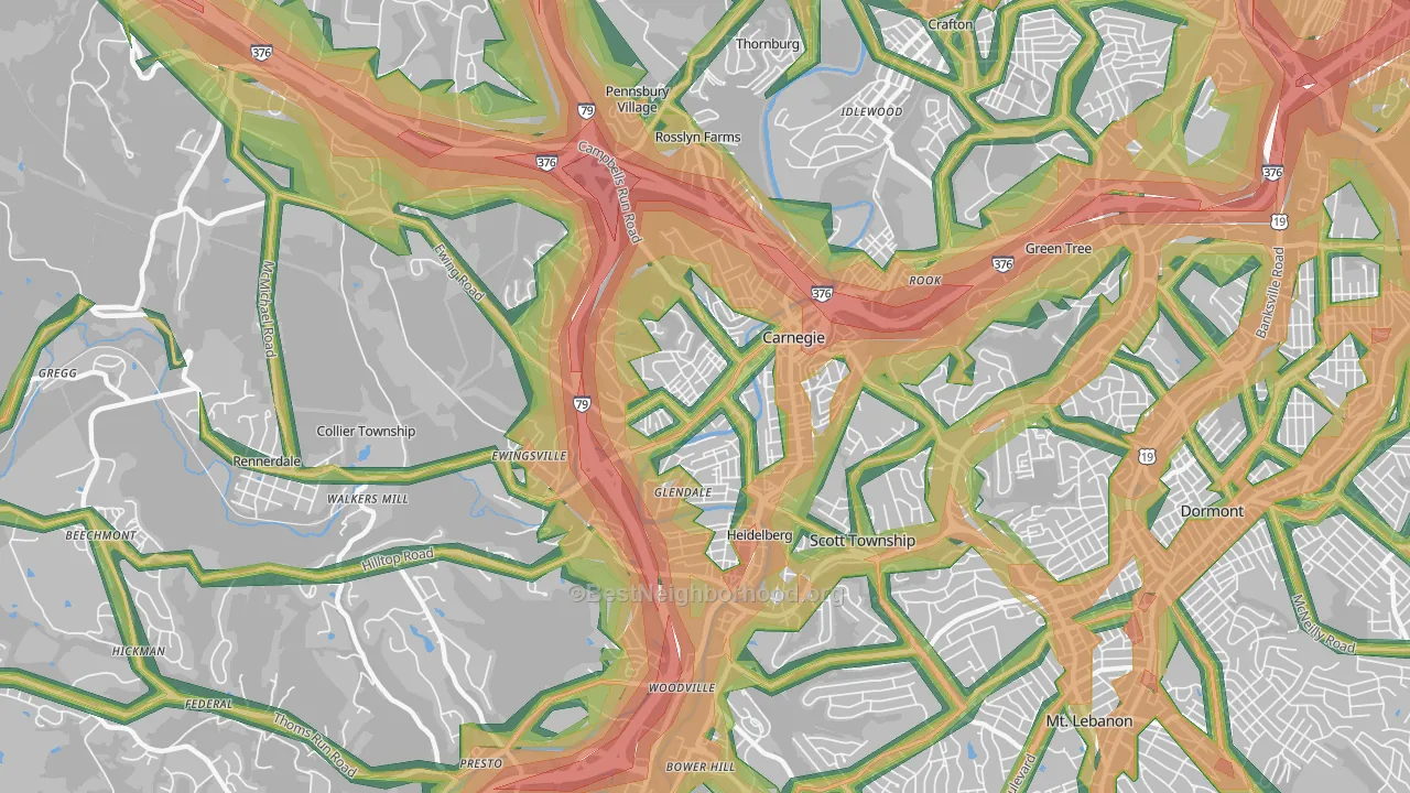 Carnegie, PA Map of Noise Levels in Carnegie