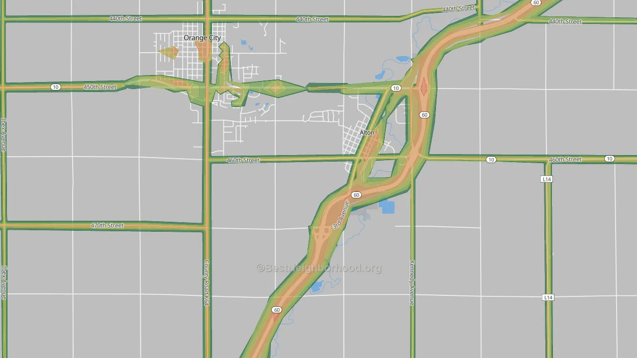 Carnes, IA Map of Noise Levels in Carnes