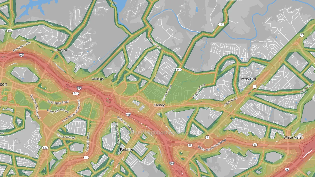 Carney, MD Map of Noise Levels in Carney