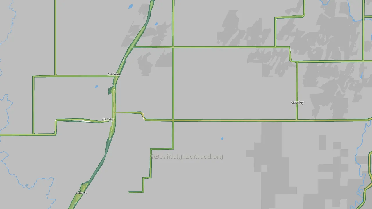 Carney, MI Map of Noise Levels in Carney