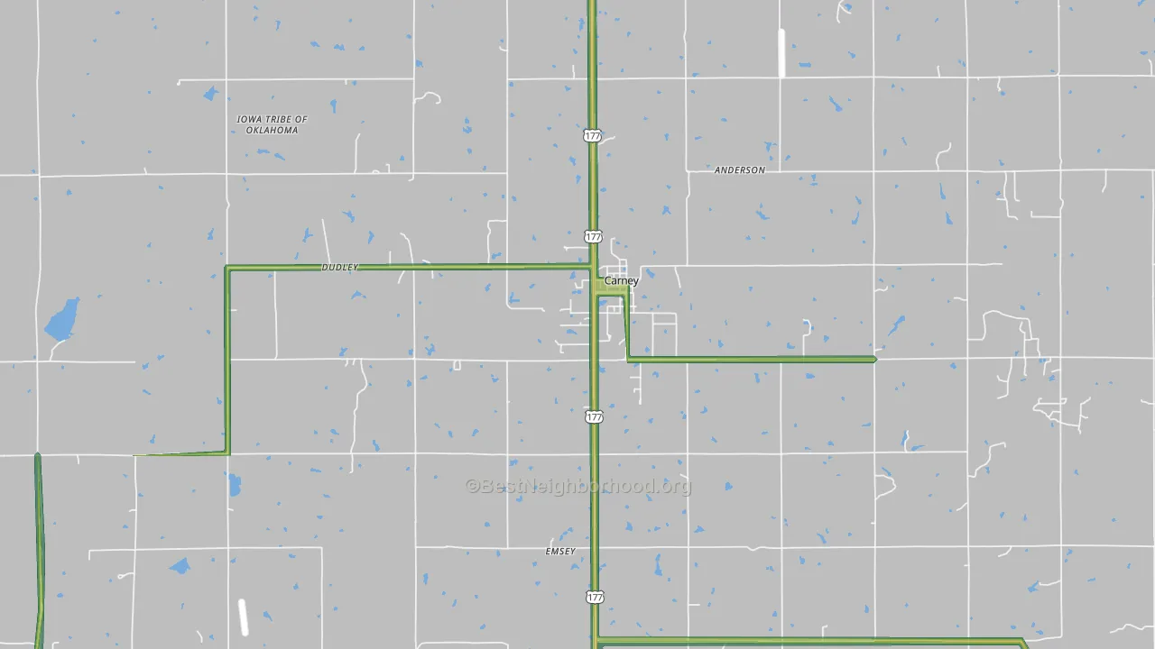 Carney, OK Map of Noise Levels in Carney
