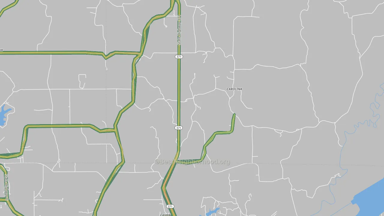 Carolina, MS Map of Noise Levels in Carolina