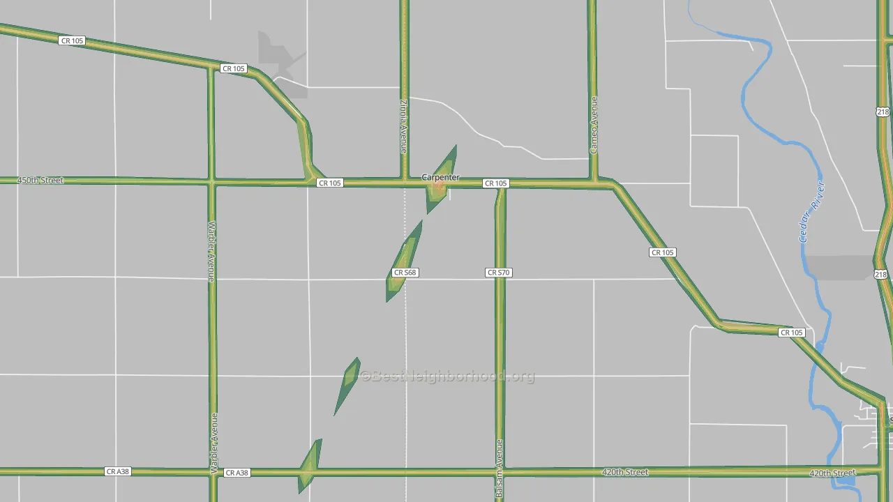 Carpenter, IA Map of Noise Levels in Carpenter