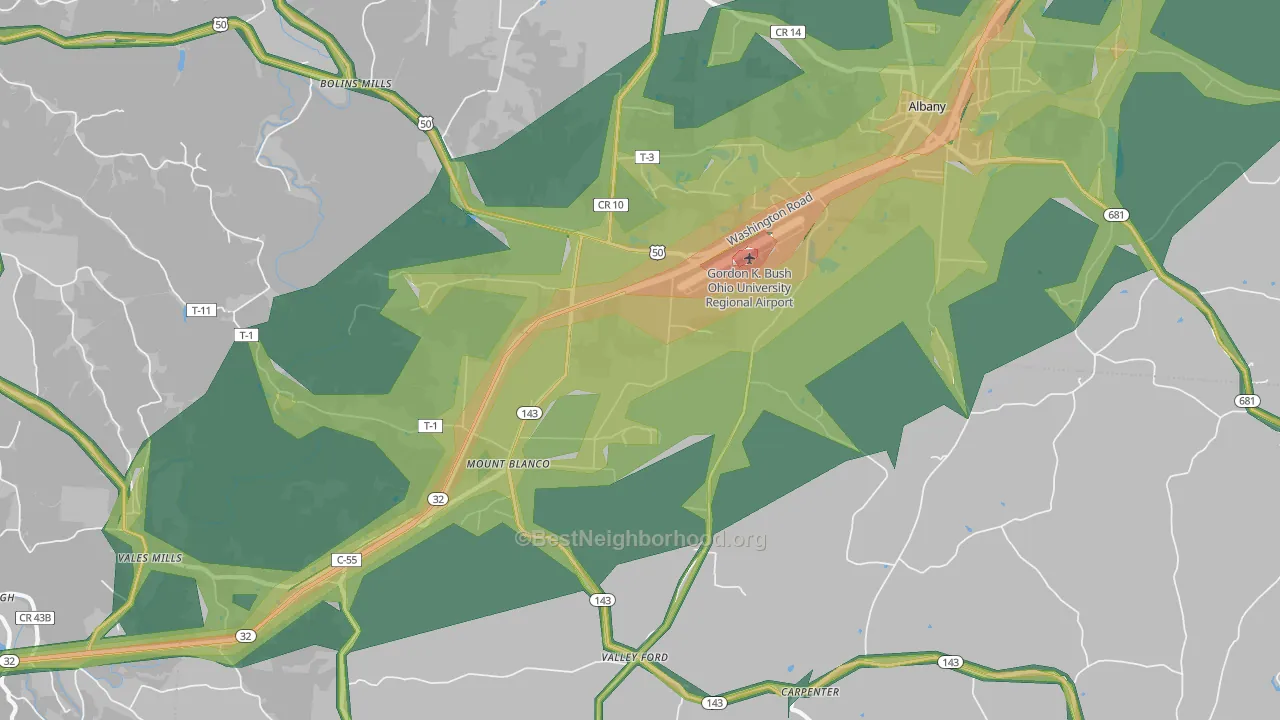 Carpenter, OH Map of Noise Levels in Carpenter