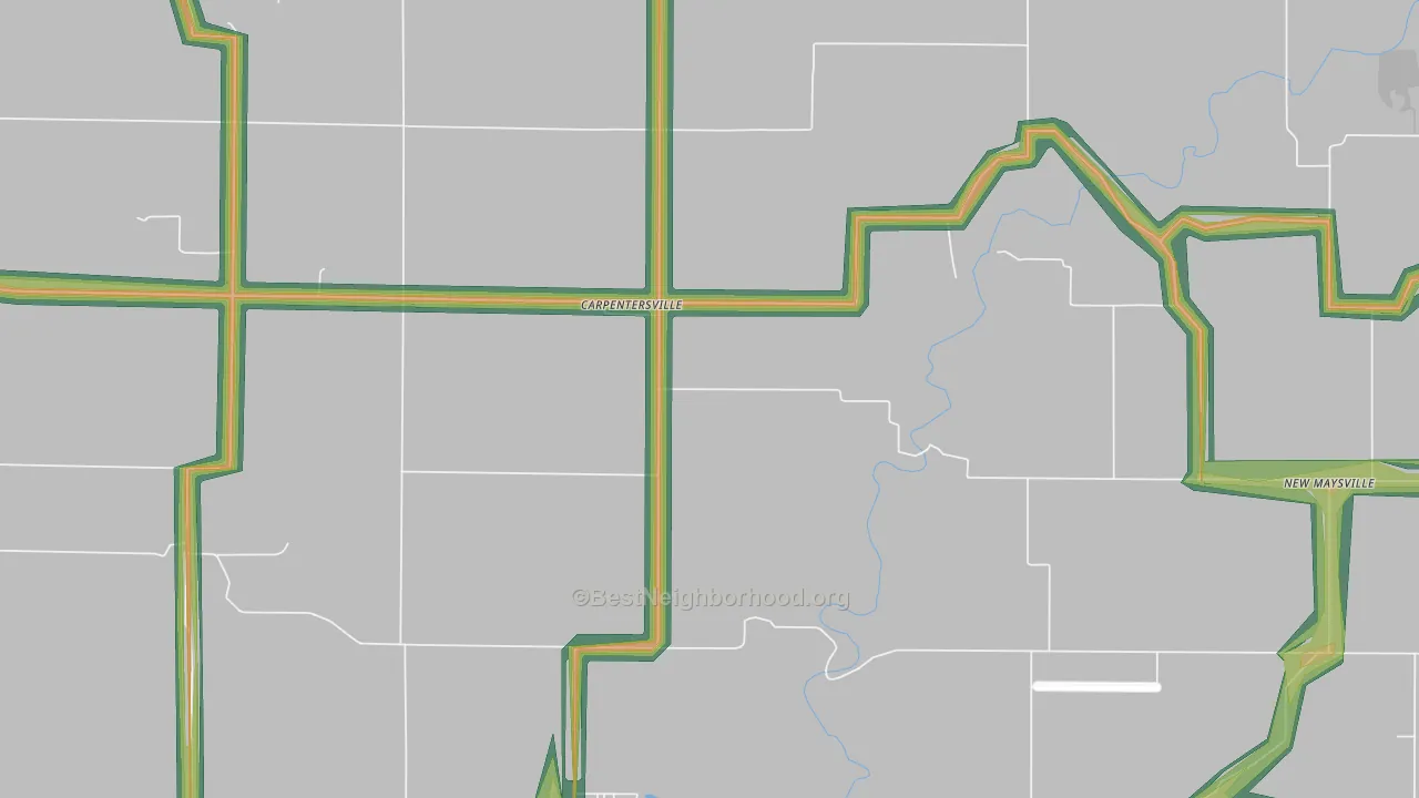 Carpentersville, IN Map of Noise Levels in Carpentersville