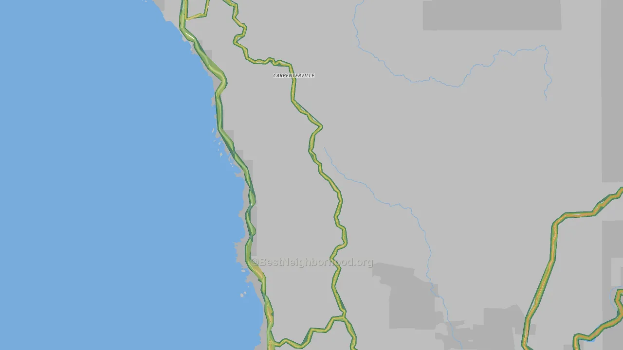 Carpenterville, OR Map of Noise Levels in Carpenterville