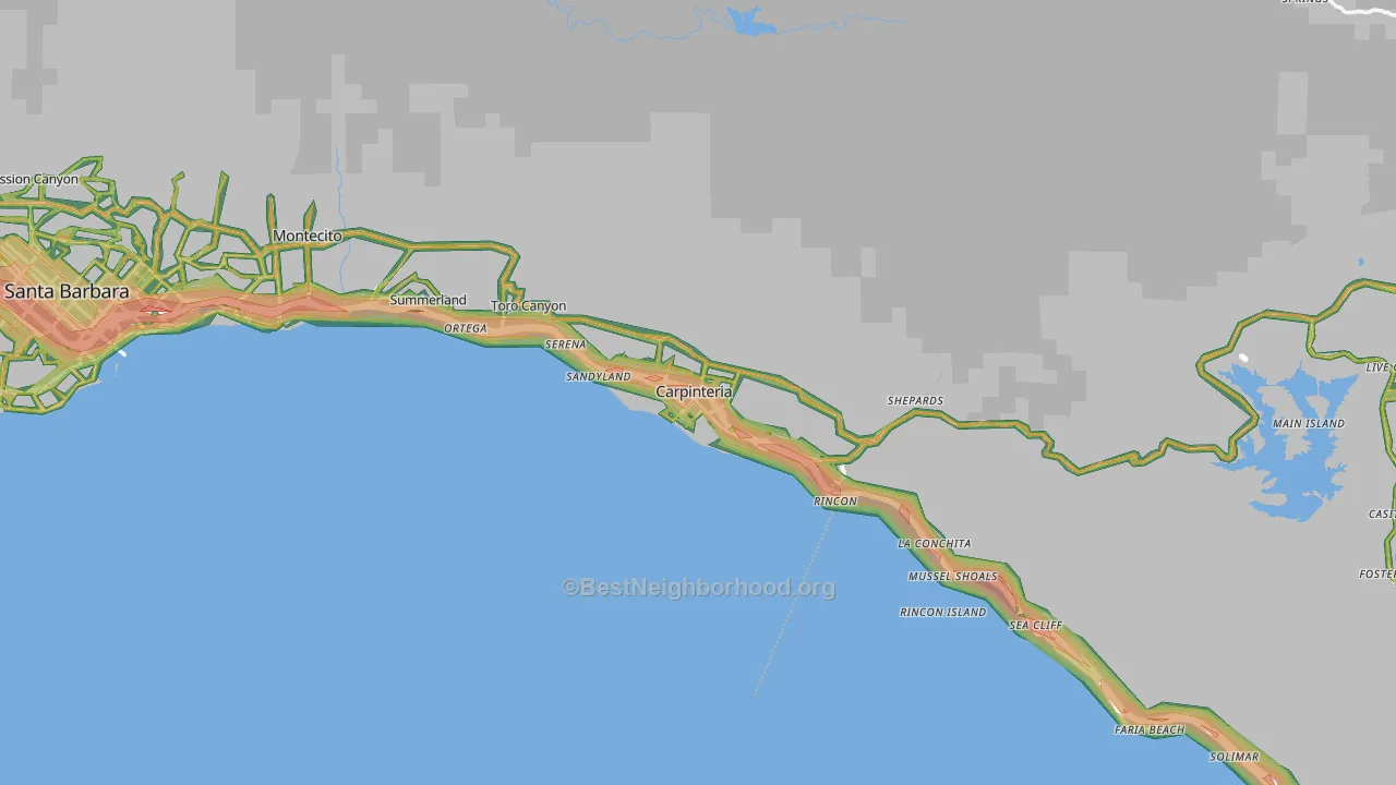 Carpinteria, CA Map of Noise Levels in Carpinteria