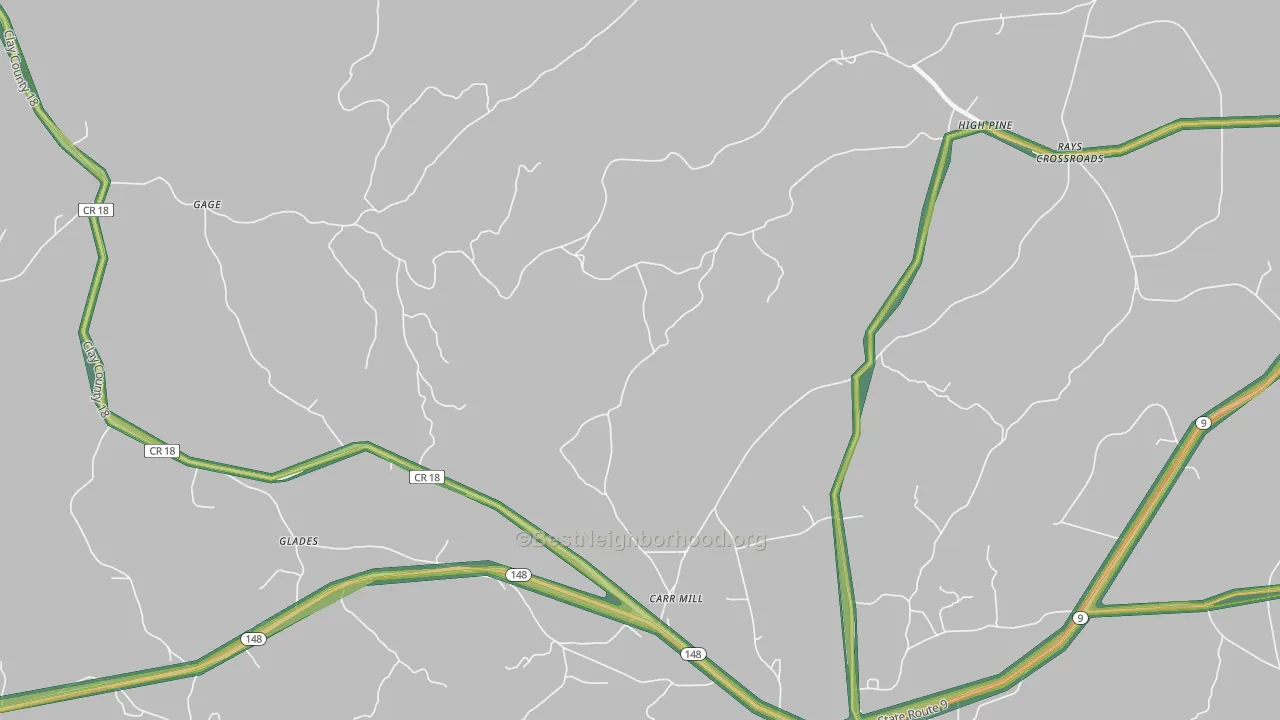 Carr Mill, AL Map of Noise Levels in Carr Mill