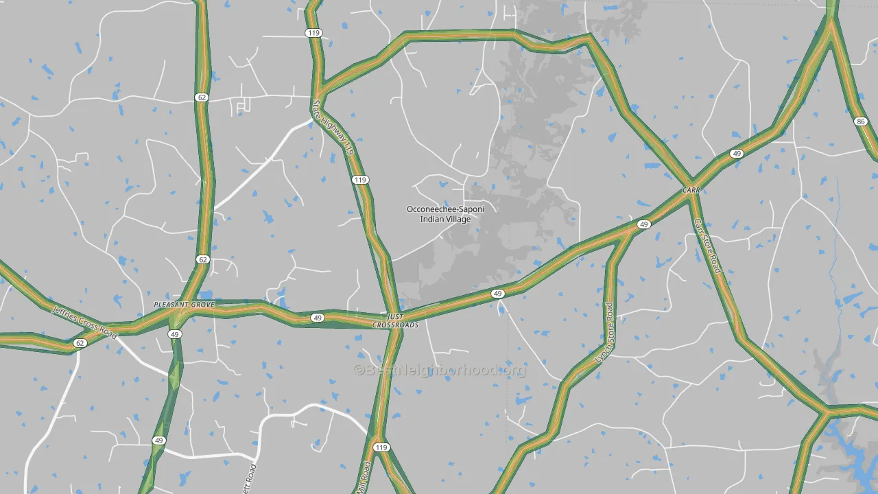 Carr, NC Map of Noise Levels in Carr