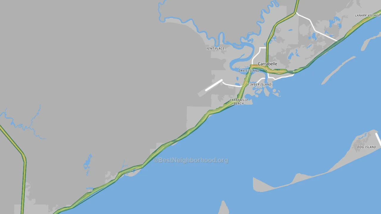 Carrabelle Beach, FL Map of Noise Levels in Carrabelle Beach