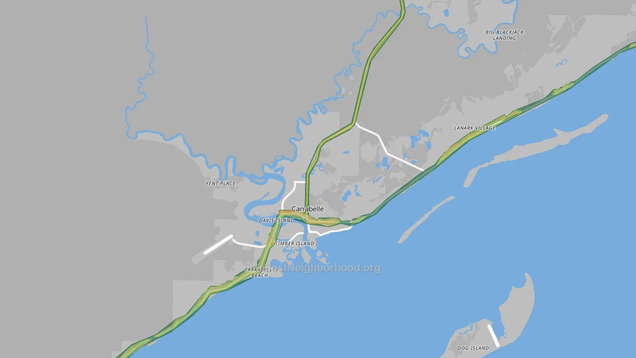 Carrabelle, FL Map of Noise Levels in Carrabelle