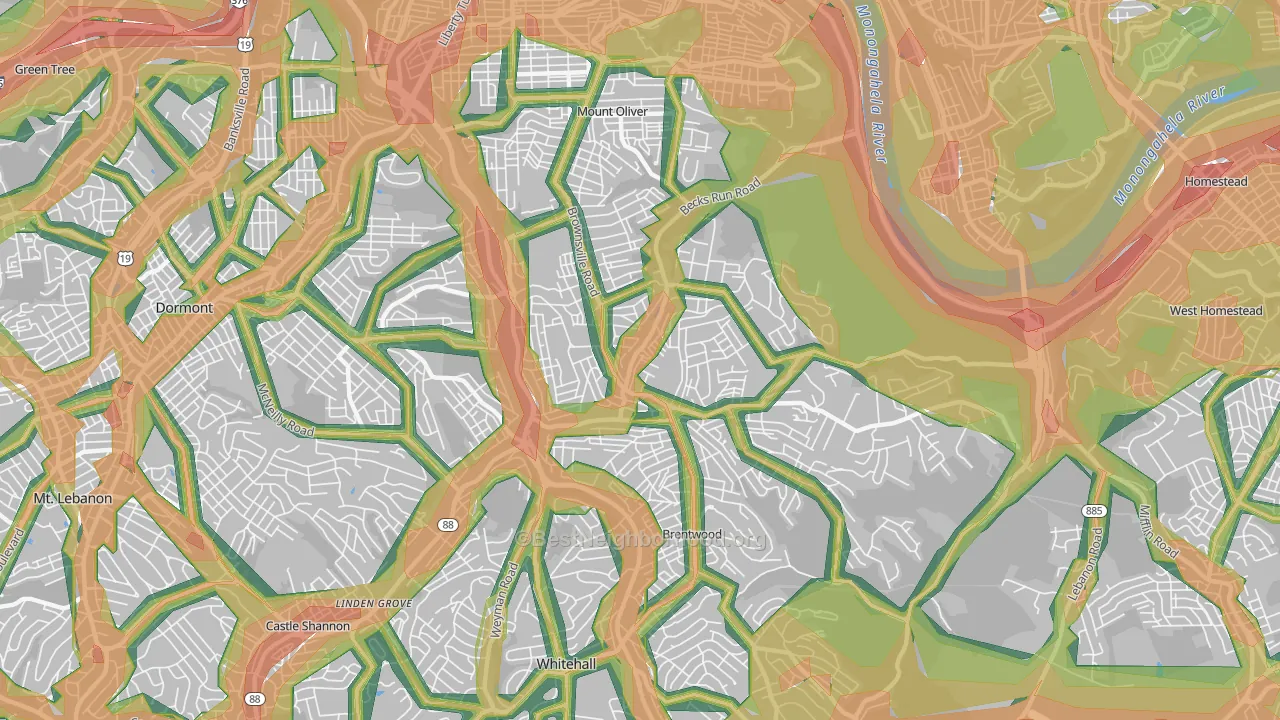 Carrick, Pittsburgh, PA Map of Noise Levels in Carrick