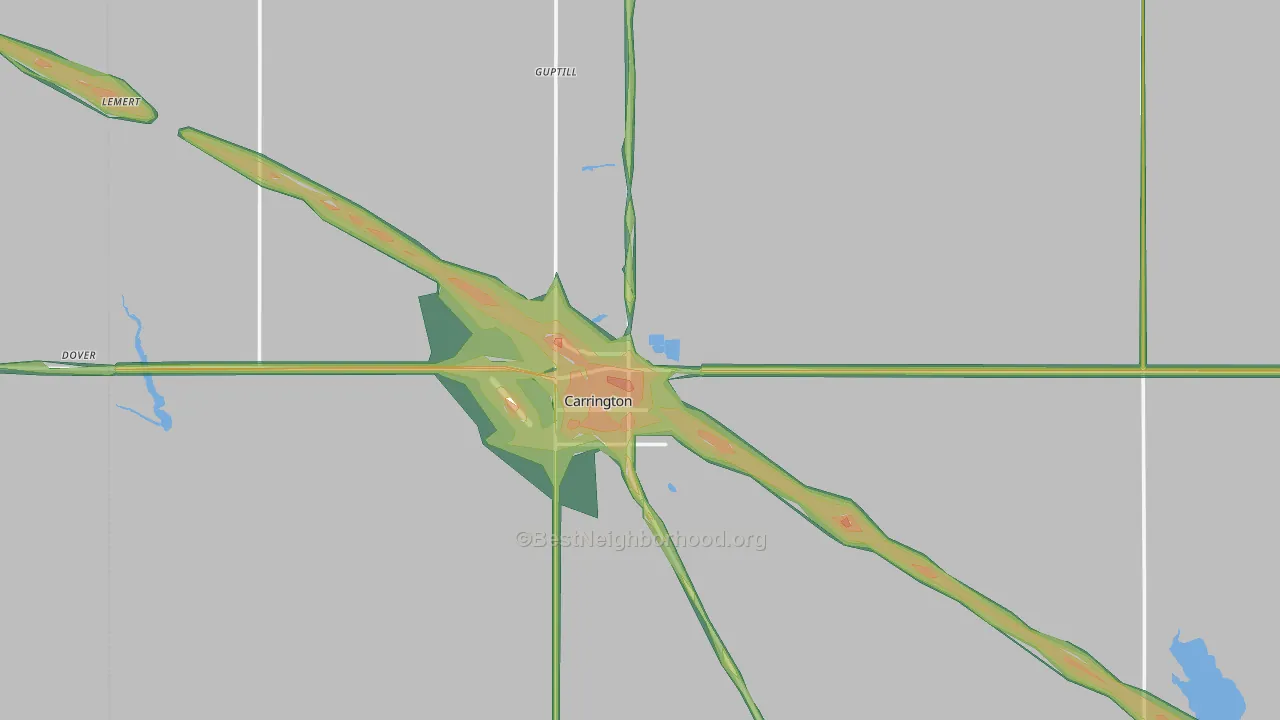 Carrington, ND Map of Noise Levels in Carrington