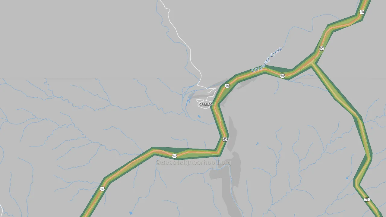 Carrizo, AZ Map of Noise Levels in Carrizo