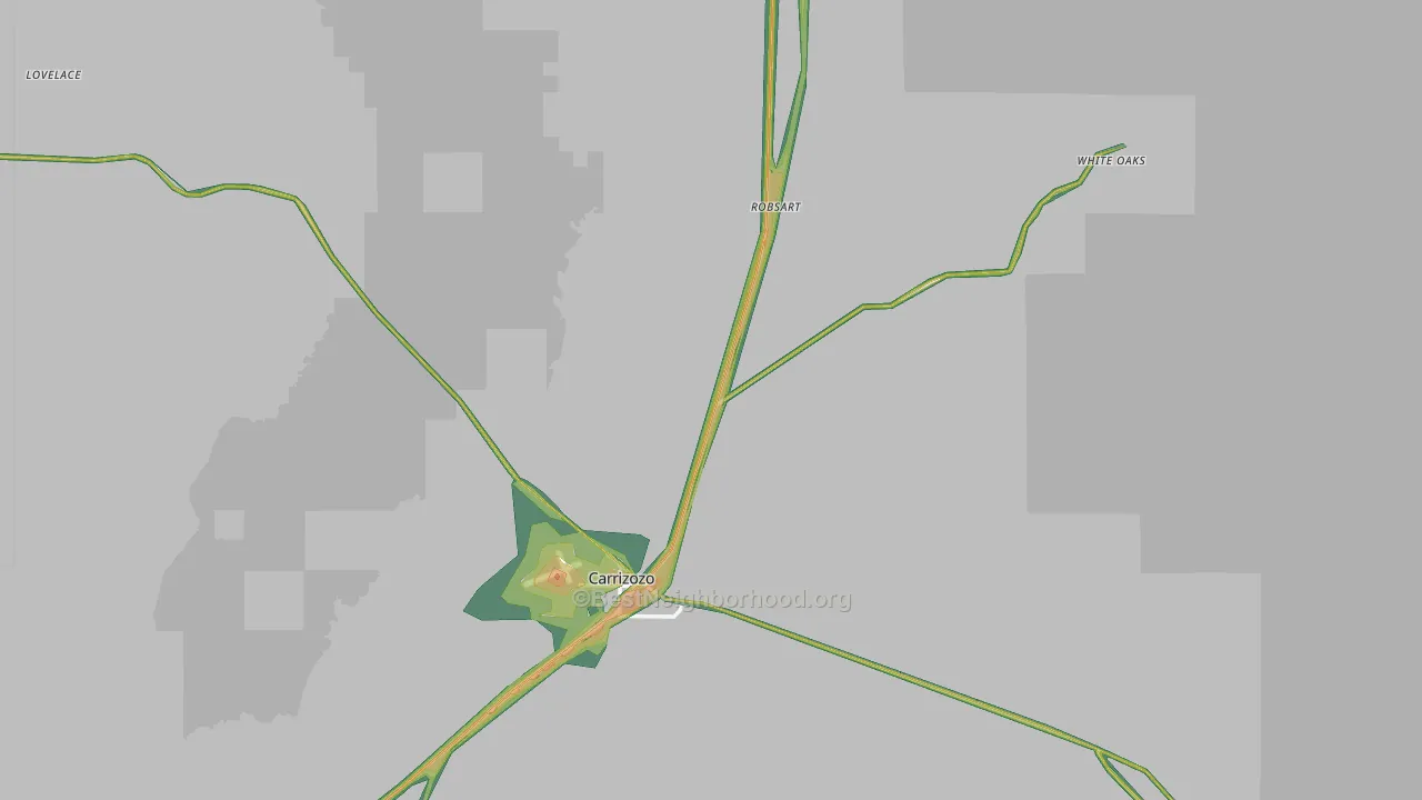 Carrizozo, NM Map of Noise Levels in Carrizozo