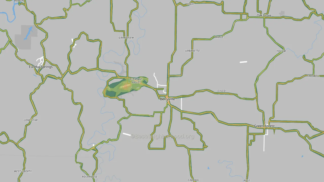 Carroll County, AR Map of Noise Levels in Carroll County