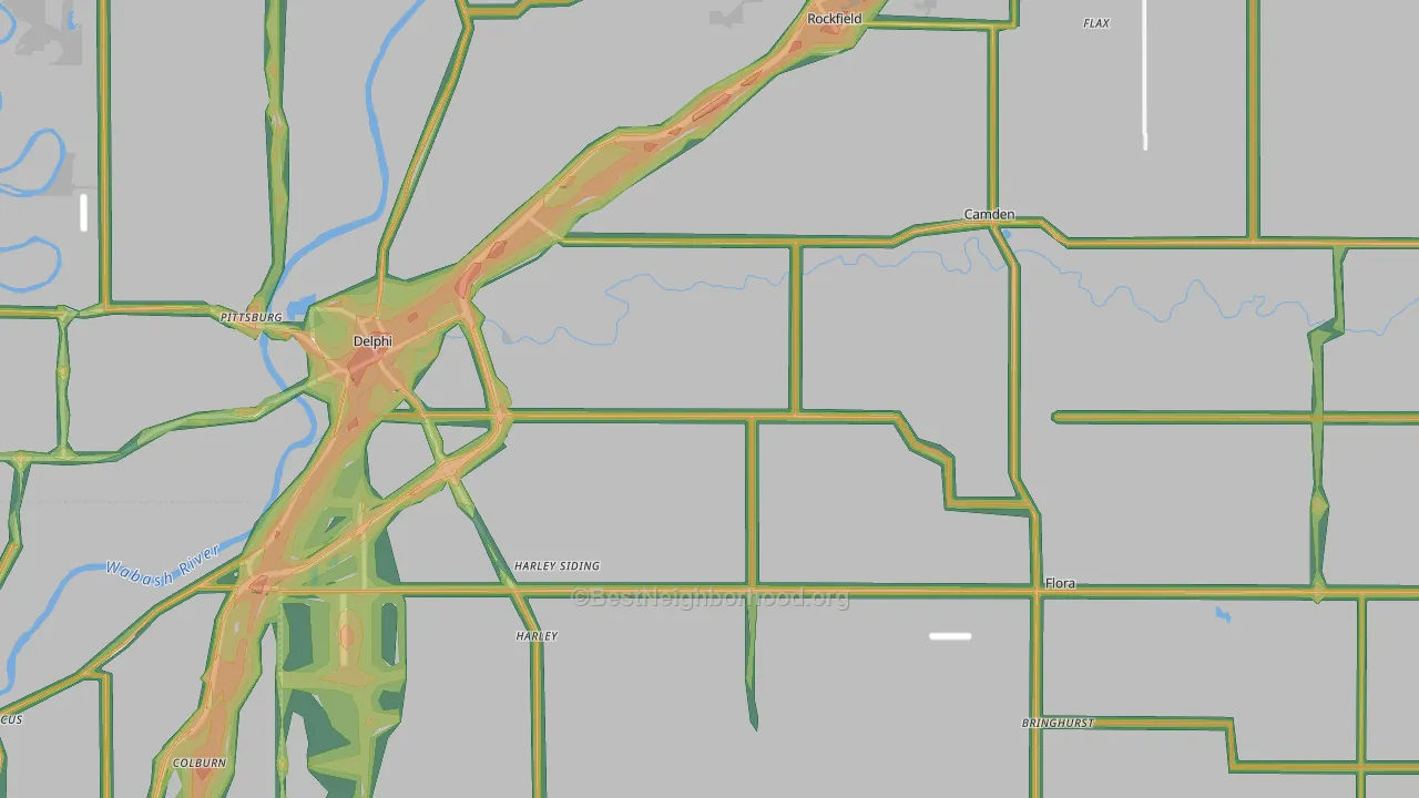 Carroll County, IN Map of Noise Levels in Carroll County