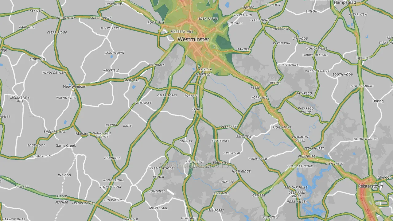 Carroll County, MD Map of Noise Levels in Carroll County