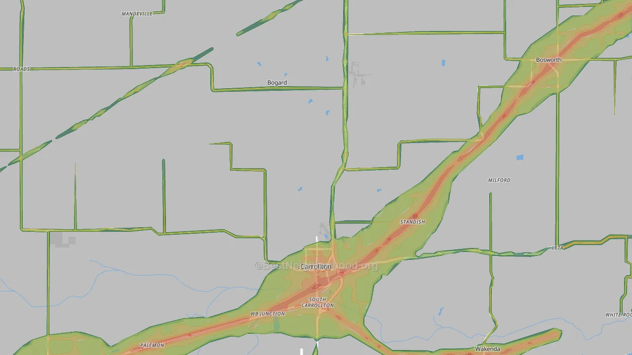 Carroll County, MO Map of Noise Levels in Carroll County