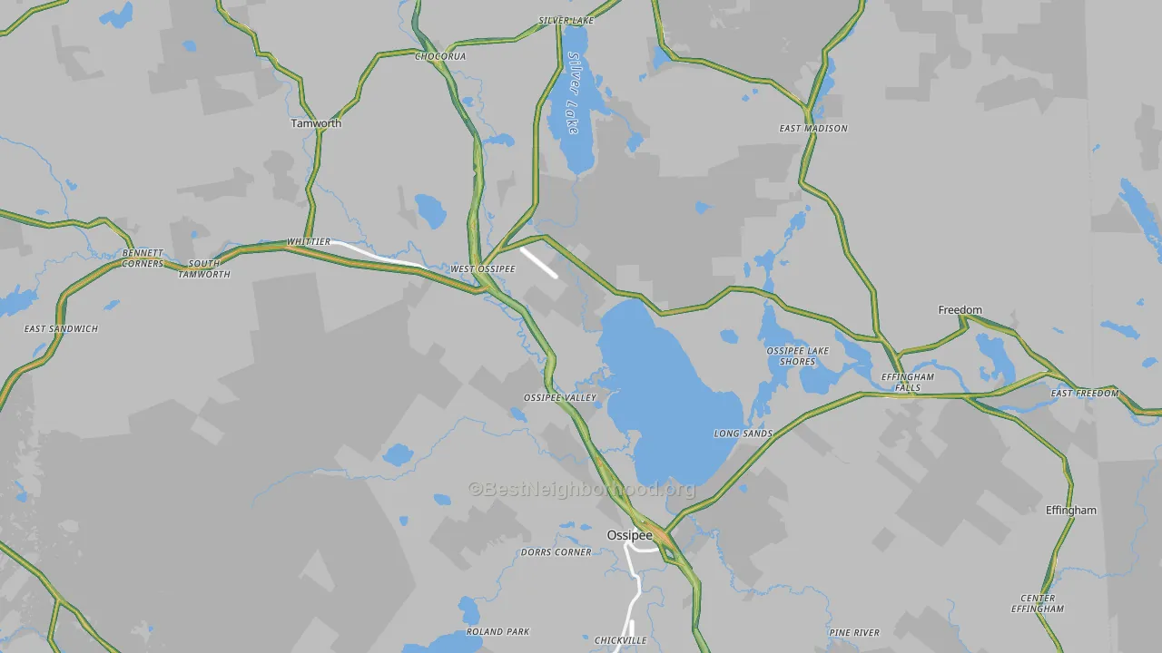 Carroll County, NH Map of Noise Levels in Carroll County
