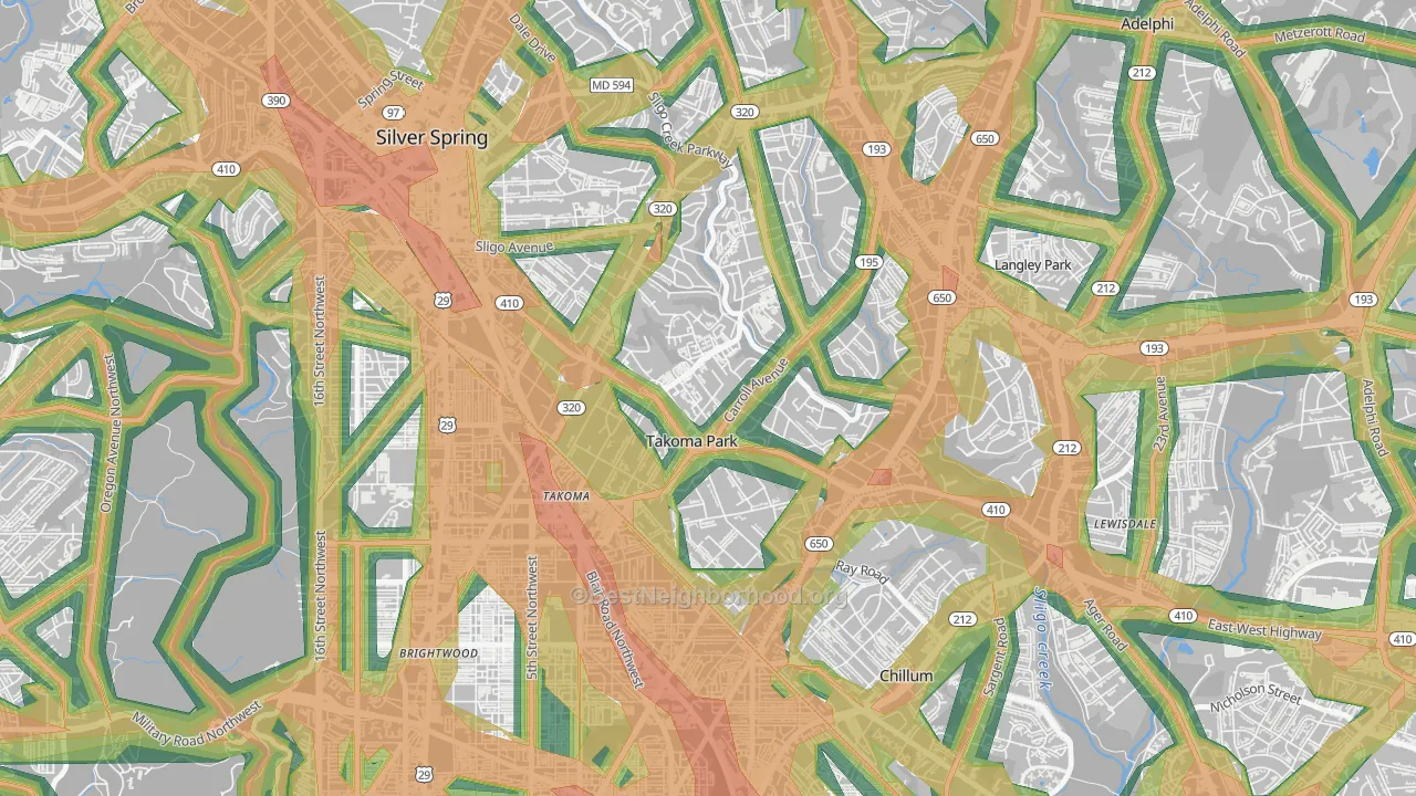 Carroll Manor, Takoma Park, MD Map of Noise Levels in Carroll Manor
