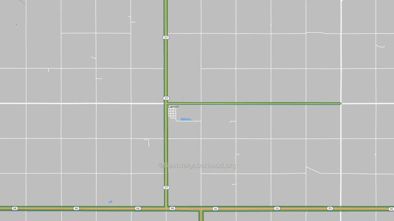 Carroll, NE Map of Noise Levels in Carroll