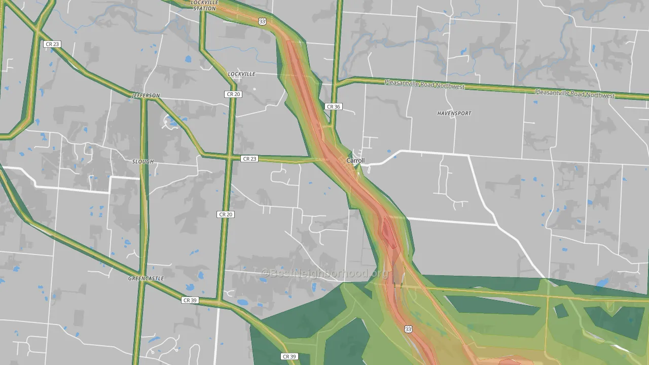 Carroll, OH Map of Noise Levels in Carroll