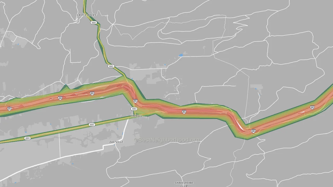 Carroll, PA Map of Noise Levels in Carroll