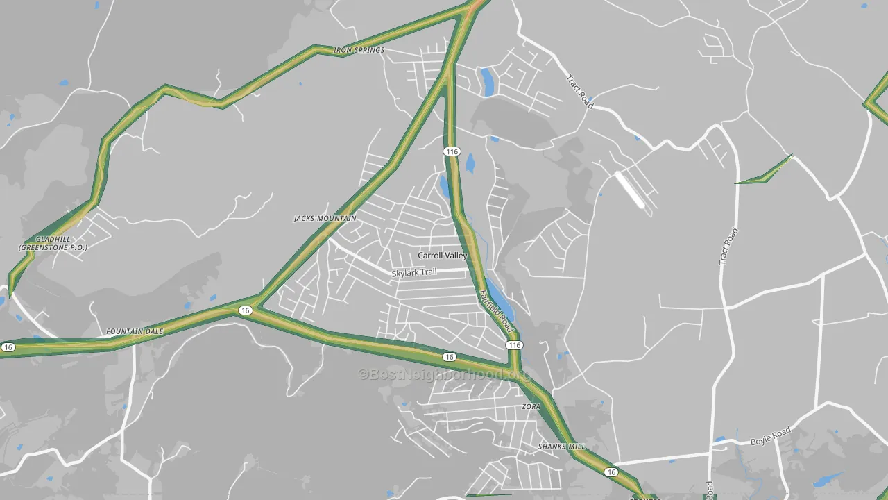 Carroll Valley, PA Map of Noise Levels in Carroll Valley