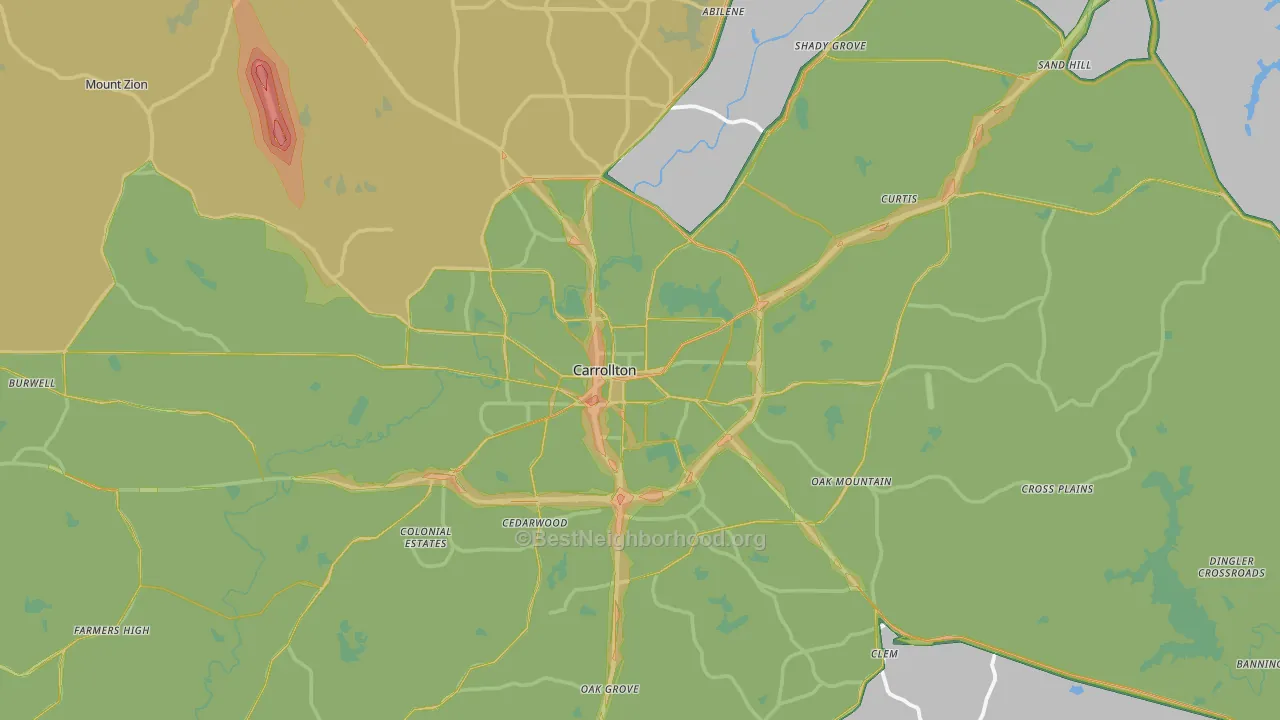 Carrollton, GA Map of Noise Levels in Carrollton